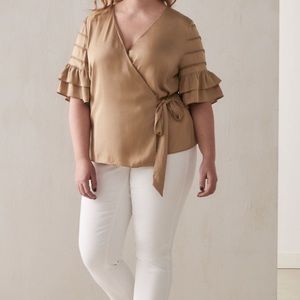 Boho Wrap Blouse with Flutter Sleeves